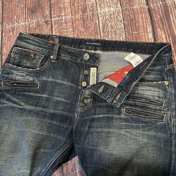 Cult of Individuality Men Rebel Cargo Zip Moto Straight Denim Jeans 38x34 (39X31 - Picture 15 of 16